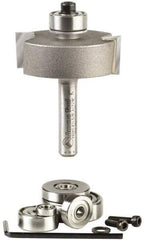 Amana Tool - 1-3/8" Cut Diam, 1/2" Length of Cut, 2 Flute Profiling Edge Profile Router Bit - Carbide-Tipped, 1/4" Shank Diam, 2" OAL, Uncoated - Exact Tool & Supply