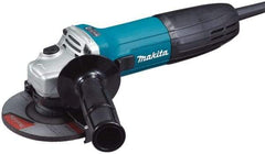 Makita - 4-1/2" Wheel Diam, 11,000 RPM, Corded Angle & Disc Grinder - 5/8-11 Spindle, 120 Volts, 6 Amps - Exact Tool & Supply