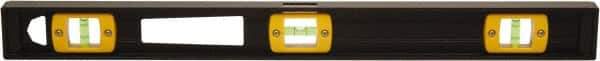 Johnson Level & Tool - 24" Long 3 Vial I-Beam Level - Aluminum, Black, 2 Plumb & 1 Level Vials - Exact Tool & Supply