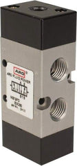 ARO/Ingersoll-Rand - 1/4" Inlet x 1/4" Outlet, Pilot Actuator, Spring Return, 2 Position, Body Ported Solenoid Air Valve - 0.7 CV, 4 Way, 140 psi, 122° Max Temp, 15° Min Temp - Exact Tool & Supply