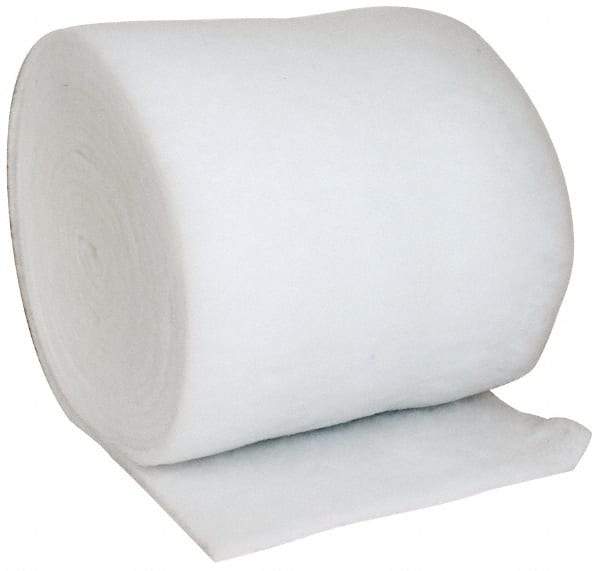 Made in USA - 90' Long x 36" Wide x 1" Thick Polyester Media Air Filter Media Roll - MERV 5, 85% Arrestance Efficiency, 500 FPM Max Air Flow, 0.14" wpg Init Resist, 1" wpg Final Resist, 30% Particle Capture Efficiency, Use with Any Unit - Exact Tool & Supply