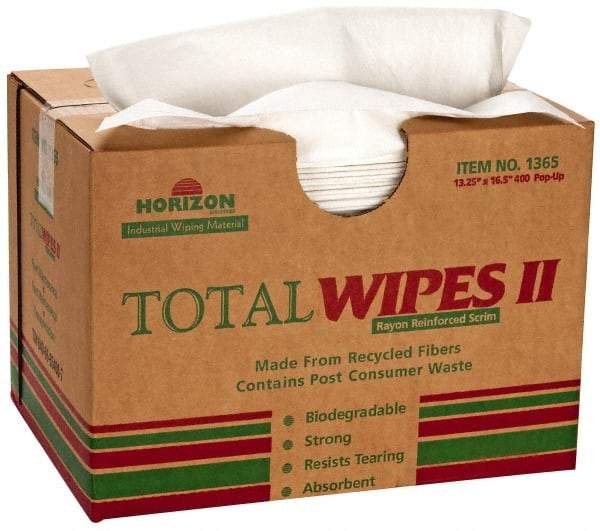 Ability One - Flat Fold Shop Towel/Industrial Wipes - 16-1/2" x 13" Sheet Size, White - Exact Tool & Supply
