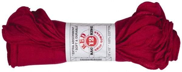 Ability One - 16 Inch Long x 15 Inch Wide Cotton Shop Cloths - Red - Exact Tool & Supply