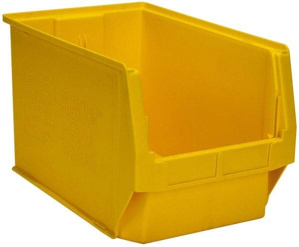 Quantum Storage - 100 Lb. Load Capacity, 19-3/4" Deep, Yellow Polyethylene Hopper Stacking Bin - 11-7/8" High x 12-3/8" Wide x 19-3/4" Long - Exact Tool & Supply