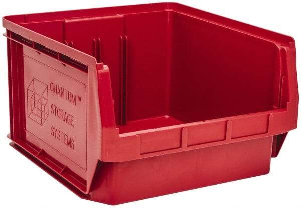 Quantum Storage - 120 Lb. Load Capacity, 19-3/4" Deep, Red Polyethylene Hopper Stacking Bin - 11-7/8" High x 18-3/8" Wide x 19-3/4" Long - Exact Tool & Supply