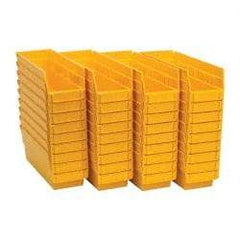 Quantum Storage - 50 Lb. Load Capacity, 11-5/8" Deep, Yellow Polypropylene Hopper Shelf Bin - 4" High x 4-1/8" Wide x 11-5/8" Long - Exact Tool & Supply