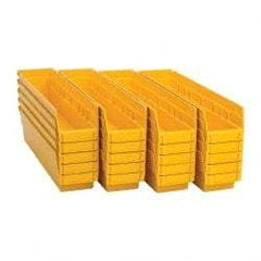 Quantum Storage - 50 Lb. Load Capacity, 17-7/8" Deep, Yellow Polypropylene Hopper Shelf Bin - 4" High x 4-1/8" Wide x 17-7/8" Long - Exact Tool & Supply