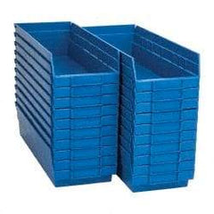 Quantum Storage - 50 Lb. Load Capacity, 17-7/8" Deep, Blue Polypropylene Hopper Shelf Bin - 4" High x 6-5/8" Wide x 17-7/8" Long - Exact Tool & Supply