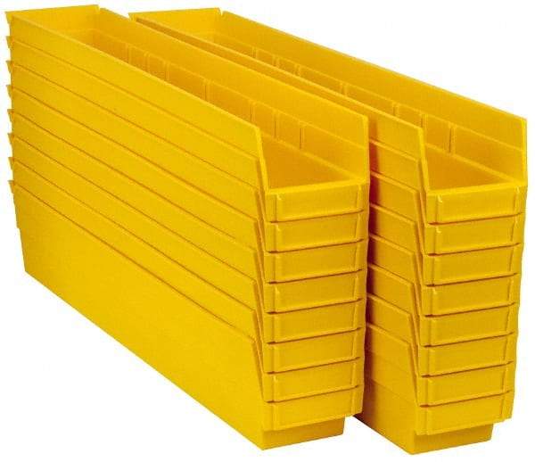 Quantum Storage - 50 Lb. Load Capacity, 23-5/8" Deep, Yellow Polypropylene Hopper Shelf Bin - 4" High x 4-1/8" Wide x 23-5/8" Long - Exact Tool & Supply