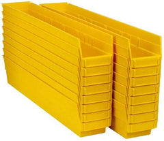 Quantum Storage - 50 Lb. Load Capacity, 23-5/8" Deep, Yellow Polypropylene Hopper Shelf Bin - 4" High x 4-1/8" Wide x 23-5/8" Long - Exact Tool & Supply