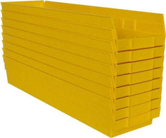 Quantum Storage - 50 Lb. Load Capacity, 23-5/8" Deep, Yellow Polypropylene Hopper Shelf Bin - 4" High x 6-5/8" Wide x 23-5/8" Long - Exact Tool & Supply