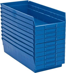 Quantum Storage - 50 Lb. Load Capacity, 17-7/8" Deep, Blue Polypropylene Hopper Shelf Bin - 4" High x 8-3/8" Wide x 17-7/8" Long - Exact Tool & Supply