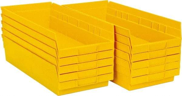 Quantum Storage - 50 Lb. Load Capacity, 17-7/8" Deep, Yellow Polypropylene Hopper Shelf Bin - 4" High x 8-3/8" Wide x 17-7/8" Long - Exact Tool & Supply