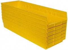 Quantum Storage - 50 Lb. Load Capacity, 23-5/8" Deep, Yellow Polypropylene Hopper Shelf Bin - 4" High x 8-3/8" Wide x 23-5/8" Long - Exact Tool & Supply