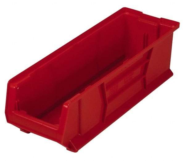 Quantum Storage - 100 Lb. Load Capacity, 23-7/8" Deep, Red Polypropylene Hopper Stacking Bin - 7" High x 8-1/4" Wide x 23-7/8" Long - Exact Tool & Supply
