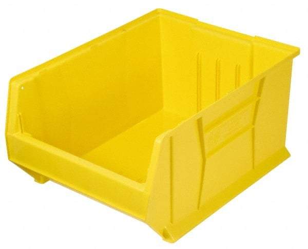 Quantum Storage - 100 Lb. Load Capacity, 23-7/8" Deep, Yellow Polypropylene Hopper Stacking Bin - 12" High x 18-1/4" Wide x 23-7/8" Long - Exact Tool & Supply