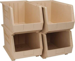 Quantum Storage - 75 Lb. Load Capacity, 18" Deep, Ivory Polypropylene Hopper Stacking Bin - 10" High x 11" Wide x 18" Long - Exact Tool & Supply
