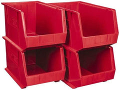 Quantum Storage - 75 Lb. Load Capacity, 18" Deep, Red Polypropylene Hopper Stacking Bin - 10" High x 11" Wide x 18" Long - Exact Tool & Supply
