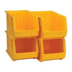 Quantum Storage - 75 Lb. Load Capacity, 18" Deep, Yellow Polypropylene Hopper Stacking Bin - 10" High x 11" Wide x 18" Long - Exact Tool & Supply