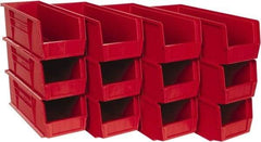 Quantum Storage - 50 Lb. Load Capacity, 14-3/4" Deep, Red Polypropylene Hopper Stacking Bin - 5" High x 5-1/2" Wide x 14-3/4" Long - Exact Tool & Supply