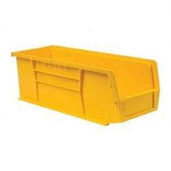 Quantum Storage - 50 Lb. Load Capacity, 14-3/4" Deep, Yellow Polypropylene Hopper Stacking Bin - 5" High x 5-1/2" Wide x 14-3/4" Long - Exact Tool & Supply