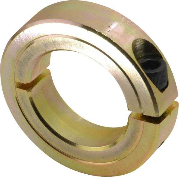 Climax Metal Products - 1-1/4" Bore, Steel, One Piece One Piece Split Shaft Collar - 2-1/16" Outside Diam, 1/2" Wide - Exact Tool & Supply