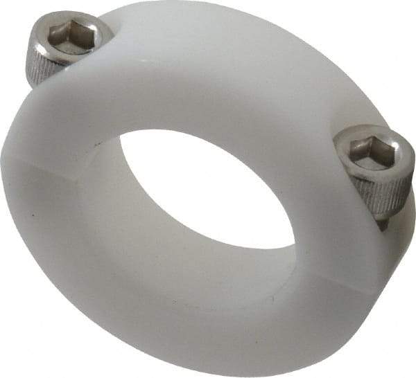 Climax Metal Products - 1" Bore, Plastic, Two Piece Clamping Shaft Collar - 1-3/4" Outside Diam, 1/2" Wide - Exact Tool & Supply