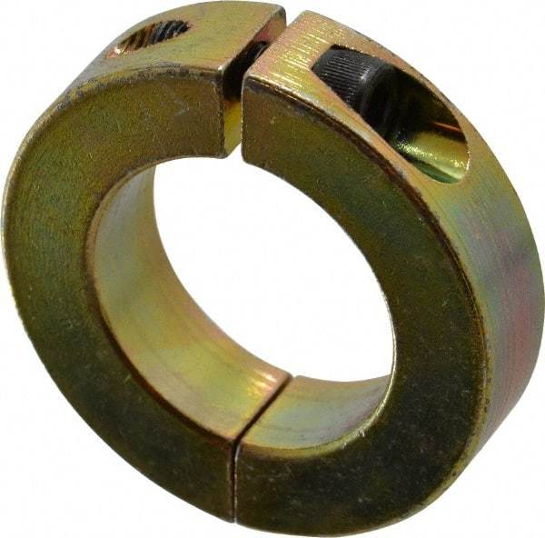 Climax Metal Products - 1-3/8" Bore, Steel, Two Piece Clamping Shaft Collar - 2-1/4" Outside Diam, 9/16" Wide - Exact Tool & Supply