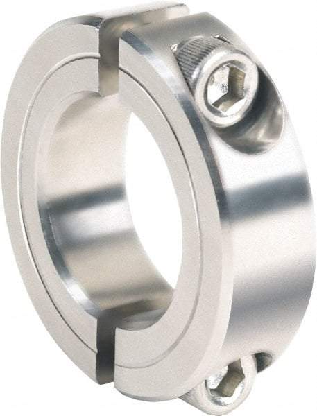 Climax Metal Products - 2-3/4" Bore, Stainless Steel, Two Piece Clamping Shaft Collar - 4" Outside Diam, 7/8" Wide - Exact Tool & Supply