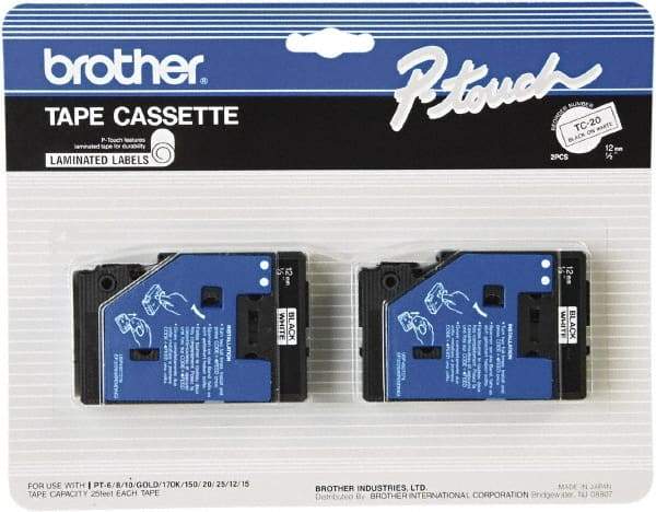 Brother - 1/2" Wide x 312" Long, White Label Tape - For Label Maker - Exact Tool & Supply