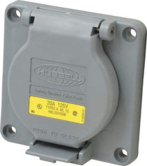 Hubbell Wiring Device-Kellems - 125 VAC, 20 Amp, L5-20R NEMA, Self Grounding Receptacle - 2 Poles, 3 Wire, Female End, Gray - Exact Tool & Supply