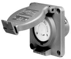 Hubbell Wiring Device-Kellems - 120/208 VAC, 30 Amp, L21-30R NEMA, Self Grounding Receptacle - 4 Poles, 5 Wire, Female End, Gray - Exact Tool & Supply