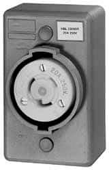 Hubbell Wiring Device-Kellems - 277 VAC, 20 Amp, L7-20R NEMA, Self Grounding Receptacle - 2 Poles, 3 Wire, Female End, Gray - Exact Tool & Supply