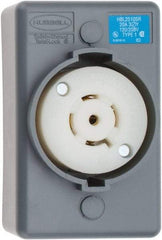 Hubbell Wiring Device-Kellems - 120/208 VAC, 20 Amp, L21-20R NEMA, Self Grounding Receptacle - 4 Poles, 5 Wire, Female End, Gray - Exact Tool & Supply