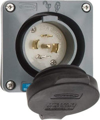 Hubbell Wiring Device-Kellems - 120/208 VAC, 20 Amp, 21-20P NEMA, Self Grounding Inlet - 4 Poles, 5 Wire, Male End, Gray - Exact Tool & Supply