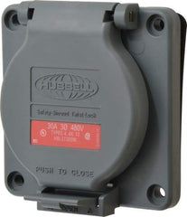 Hubbell Wiring Device-Kellems - 480 VAC, 30 Amp, L16-30R NEMA, Self Grounding Receptacle - 3 Poles, 4 Wire, Female End, Gray - Exact Tool & Supply