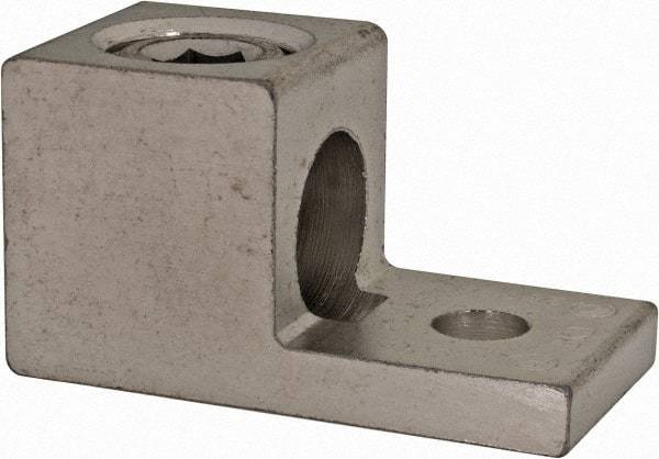 Thomas & Betts - 6 AWG Noninsulated Square Ring Terminal - 5/16" Stud, 2" OAL x 1" Wide, Tin Plated Aluminum Contact - Exact Tool & Supply