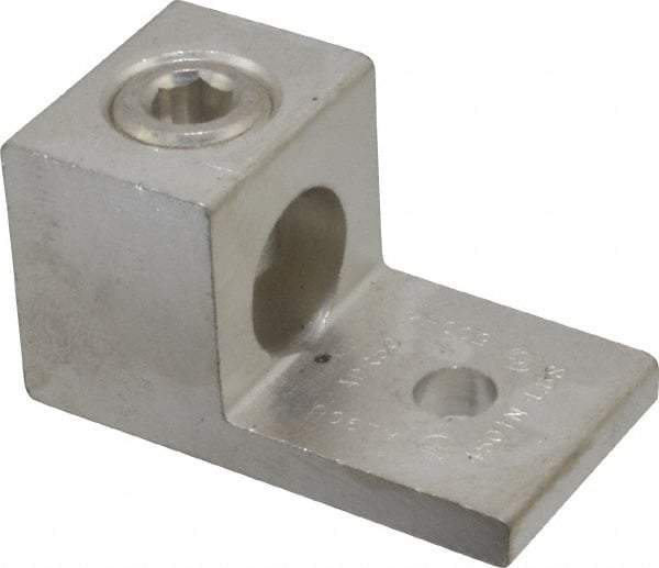 Thomas & Betts - 4 AWG Noninsulated Compression Connection Square Ring Terminal - 3/8" Stud, 2-13/16" OAL x 1-1/2" Wide, Tin Plated Aluminum Contact - Exact Tool & Supply