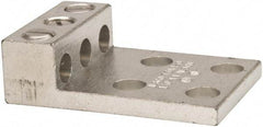 Thomas & Betts - 14-1/0 AWG Noninsulated Compression Connection Rectangle Ring Terminal - 3/8" Stud, 2-29/32" OAL x 2" Wide, Tin Plated Aluminum Contact - Exact Tool & Supply
