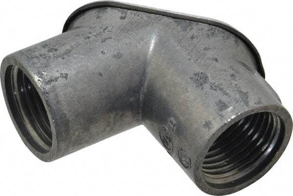 Thomas & Betts - 1/2" Trade, Die Cast Zinc Threaded Angled Rigid/Intermediate (IMC) Conduit Elbow - Noninsulated - Exact Tool & Supply