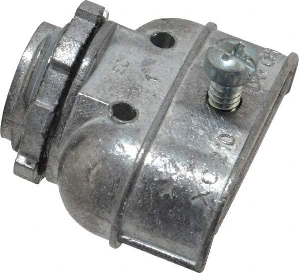 Thomas & Betts - 3/8" Trade, Die Cast Zinc Squeeze Clamp Straight FMC Conduit Connector - Noninsulated - Exact Tool & Supply