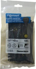 Thomas & Betts - 5.6" Long Black Nylon Standard Cable Tie - 30 Lb Tensile Strength, 1.21mm Thick, 1-1/4" Max Bundle Diam - Exact Tool & Supply