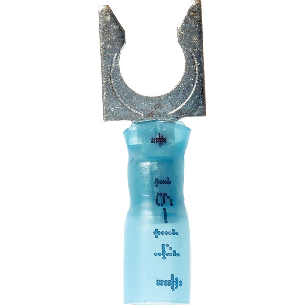 3M - 1/4" Stud, 16 to 14 AWG Compatible, Partially Insulated, Crimp Connection, Locking Fork Terminal - Exact Tool & Supply