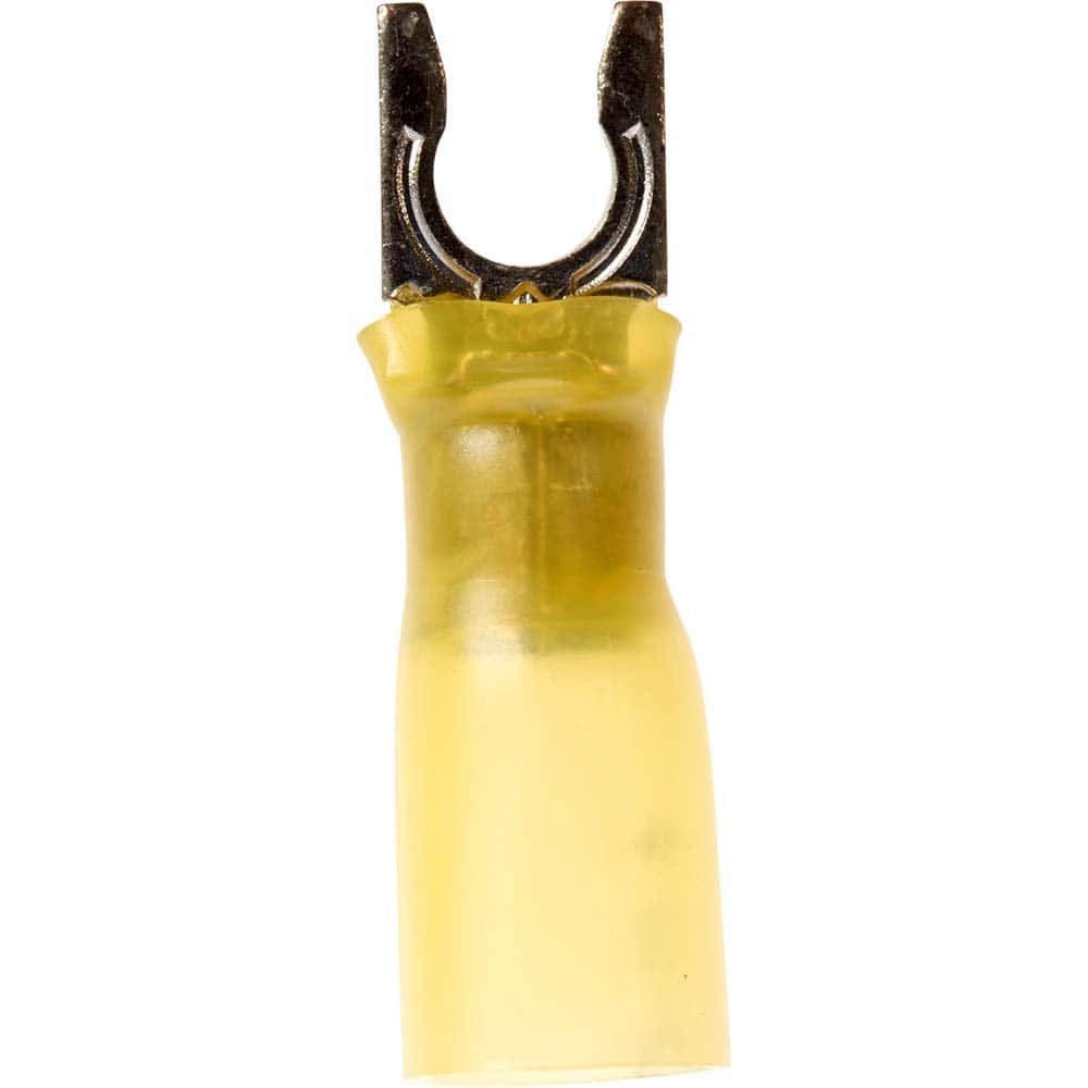 3M - #10 Stud, 12 to 10 AWG Compatible, Partially Insulated, Crimp Connection, Locking Fork Terminal - Exact Tool & Supply