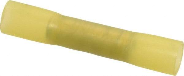 3M - 12 to 10 AWG Compatible, Heat Shrink & Nylon Fully Insulated, Crimp-On Butt Splice Terminal - 2 Wire Entries, 1-1/2" OAL, Yellow - Exact Tool & Supply