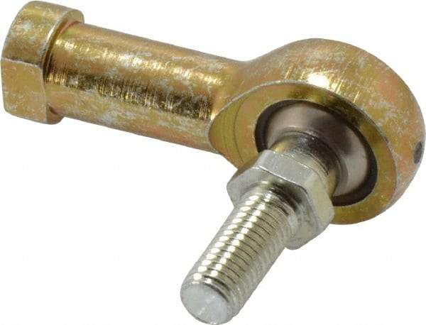 Alinabal - 1/4" ID, 3/4" Max OD, 1,650 Lb Max Static Cap, Spherical Rod End - 1/4-28 RH, 3/8" Shank Diam, 3/4" Shank Length, Steel with Molded Nyloy Raceway - Exact Tool & Supply