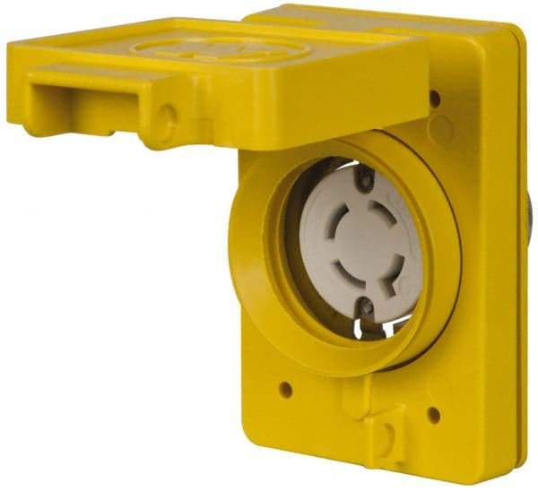 Value Collection - 480 VAC, 20 Amp, L16-20R NEMA, Self Grounding Receptacle - 3 Poles, 3 Wire, Female End, Yellow - Exact Tool & Supply