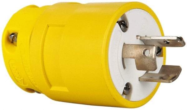 Value Collection - 125/250 VAC, 20 Amp, NonNEMA, Straight, Ungrounded, Industrial Grade Plug - 3 Pole, 3 Wire, 1 Phase, Rubber, Yellow - Exact Tool & Supply