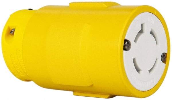 Value Collection - 600 VAC, 30 Amp, L17-30 NEMA, Straight, Ungrounded, Industrial Grade Connector - 3 Pole, 4 Wire, Rubber, Yellow - Exact Tool & Supply