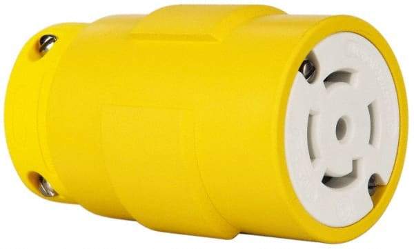 Value Collection - 347/600 VAC, 30 Amp, L23-30 NEMA, Straight, Ungrounded, Industrial Grade Connector - 4 Pole, 5 Wire, 3 Phase, Rubber, Yellow - Exact Tool & Supply